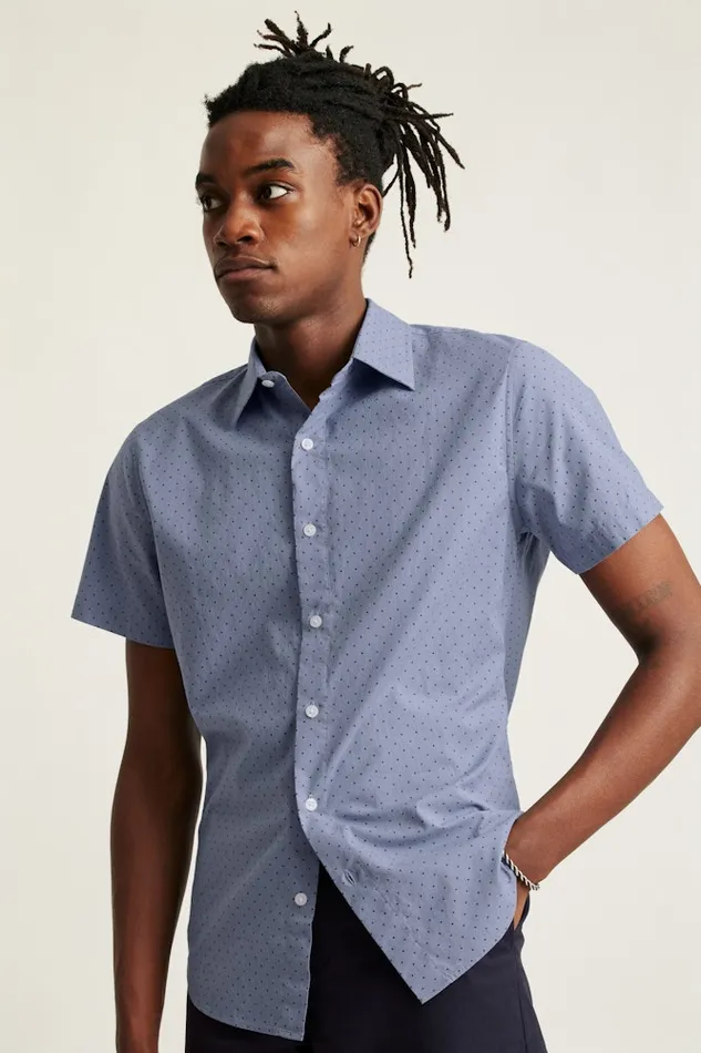 Men Bonobos Short Sleeve Shirts Button Up Your Style With Bonobos039 Riviera Short Sleeve Shirt Navy Chambray Dot