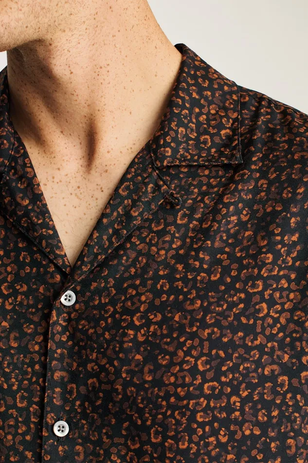 Men Bonobos Short Sleeve Shirts Riviera Silk Blend Cabana Shirt Black Red Spots Men Bonobos Short Sleeve Shirts Riviera Silk Blend Cabana Shirt Black Red Spots