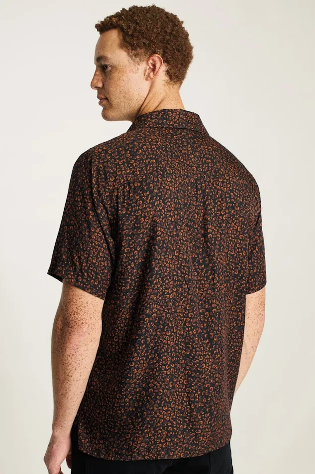 Men Bonobos Short Sleeve Shirts Riviera Silk Blend Cabana Shirt Black Red Spots Men Bonobos Short Sleeve Shirts Riviera Silk Blend Cabana Shirt Black Red Spots