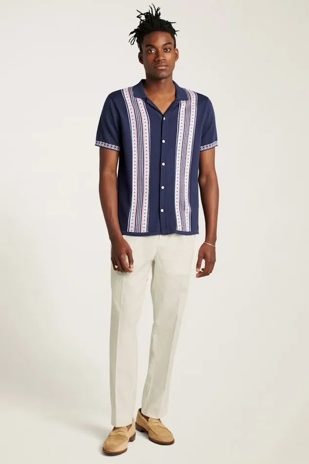 Men Bonobos Sweater Polos Hudson Cabana Sweater Polo Navy Cotton Bowling Stripe