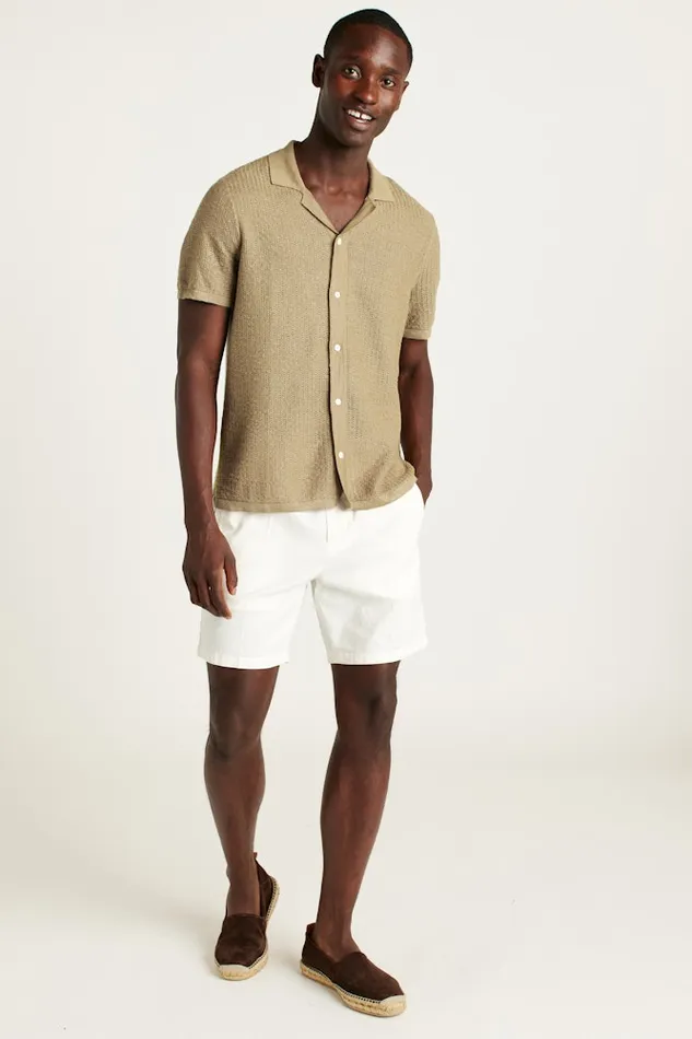 Men Bonobos Sweater Polos Hudson Cabana Sweater Polo Tan Italian Linen