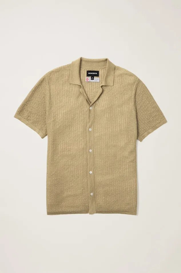 Men Bonobos Sweater Polos Hudson Cabana Sweater Polo Tan Italian Linen Men Bonobos Sweater Polos Hudson Cabana Sweater Polo Tan Italian Linen