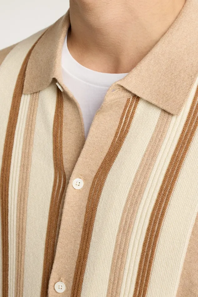 Men Bonobos Sweater Polos Hudson Long Sleeve Sweater Polo Camel Cotton Cashmere Stripe Men Bonobos Sweater Polos Hudson Long Sleeve Sweater Polo Camel Cotton Cashmere Stripe