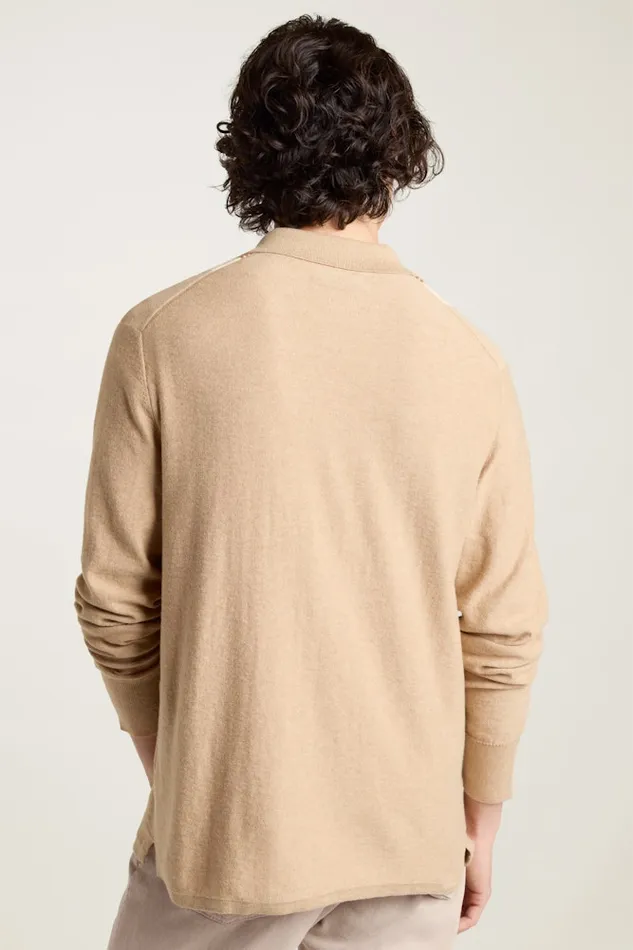Men Bonobos Sweater Polos Hudson Long Sleeve Sweater Polo Camel Cotton Cashmere Stripe Men Bonobos Sweater Polos Hudson Long Sleeve Sweater Polo Camel Cotton Cashmere Stripe