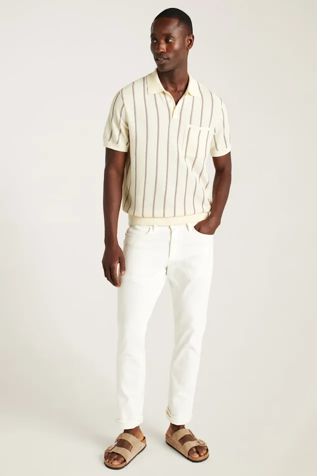 Men Bonobos Sweater Polos Hudson Sweater Polo Ivory Cotton Stripe