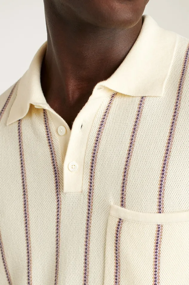 Men Bonobos Sweater Polos Hudson Sweater Polo Ivory Cotton Stripe Men Bonobos Sweater Polos Hudson Sweater Polo Ivory Cotton Stripe