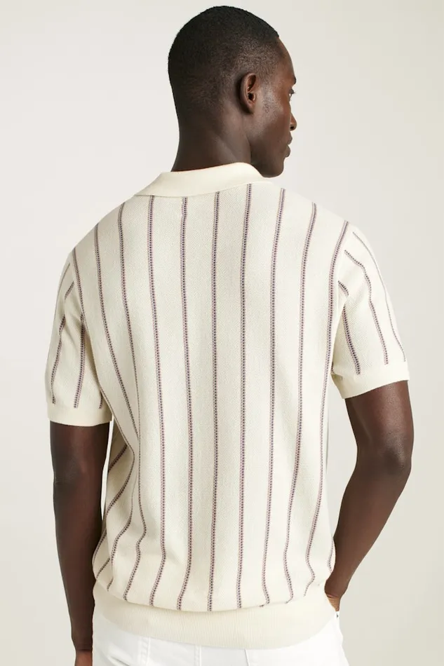 Men Bonobos Sweater Polos Hudson Sweater Polo Ivory Cotton Stripe Men Bonobos Sweater Polos Hudson Sweater Polo Ivory Cotton Stripe