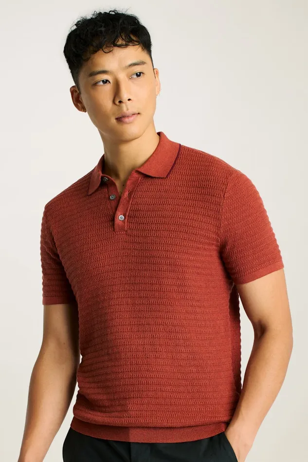 Men Bonobos Sweater Polos Hudson Sweater Polo Rust Cotton Cashmere Stripe Men Bonobos Sweater Polos Hudson Sweater Polo Rust Cotton Cashmere Stripe