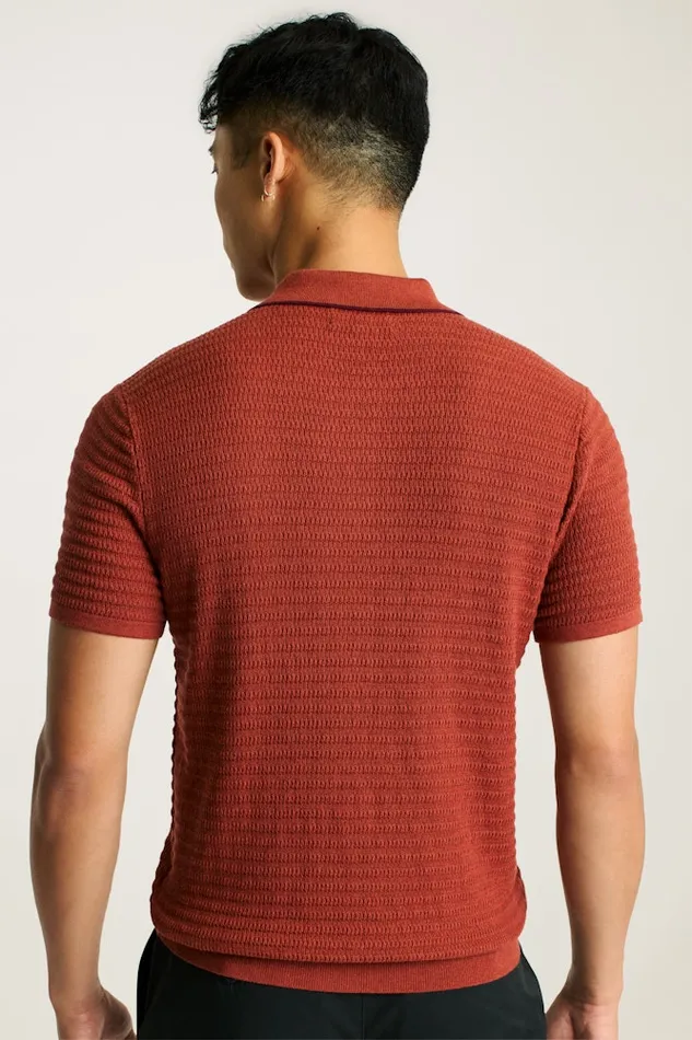 Men Bonobos Sweater Polos Hudson Sweater Polo Rust Cotton Cashmere Stripe Men Bonobos Sweater Polos Hudson Sweater Polo Rust Cotton Cashmere Stripe