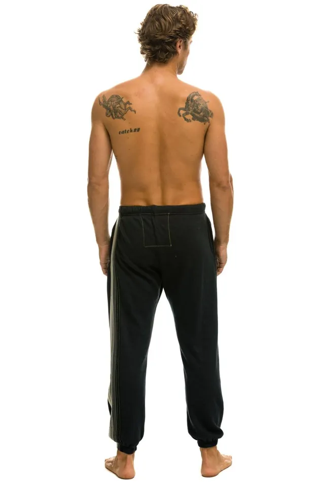 Men Bottoms Aviator Nation 5 STRIPE SWEATPANTS 8211 CHARCOAL GREY Men Bottoms Aviator Nation 5 STRIPE SWEATPANTS 8211 CHARCOAL GREY
