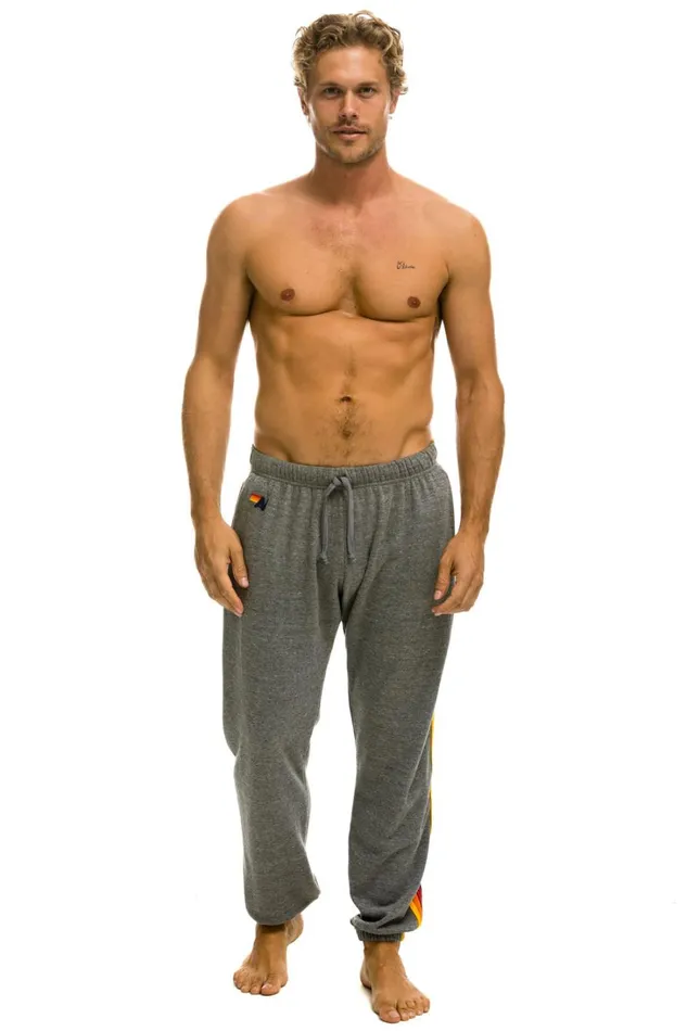 Men Bottoms Aviator Nation 5 STRIPE SWEATPANTS 8211 HEATHER GREY Men Bottoms Aviator Nation 5 STRIPE SWEATPANTS 8211 HEATHER GREY