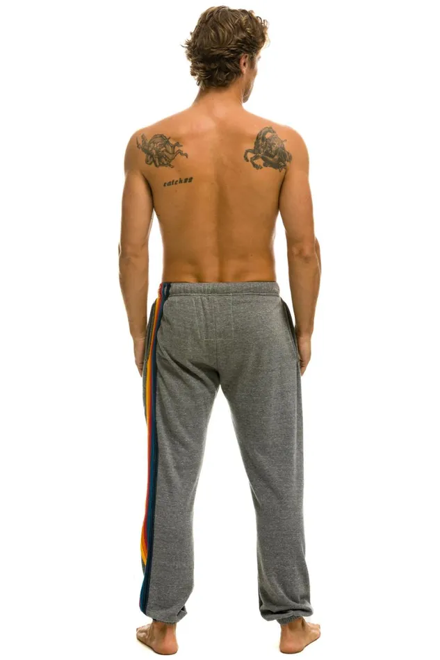 Men Bottoms Aviator Nation 5 STRIPE SWEATPANTS 8211 HEATHER GREY Men Bottoms Aviator Nation 5 STRIPE SWEATPANTS 8211 HEATHER GREY