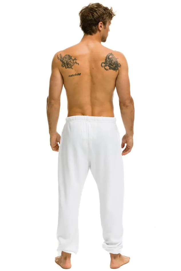 Men Bottoms Aviator Nation LOGO SWEATPANTS 8211 WHITE Men Bottoms Aviator Nation LOGO SWEATPANTS 8211 WHITE