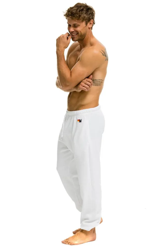 Men Bottoms Aviator Nation LOGO SWEATPANTS 8211 WHITE Men Bottoms Aviator Nation LOGO SWEATPANTS 8211 WHITE