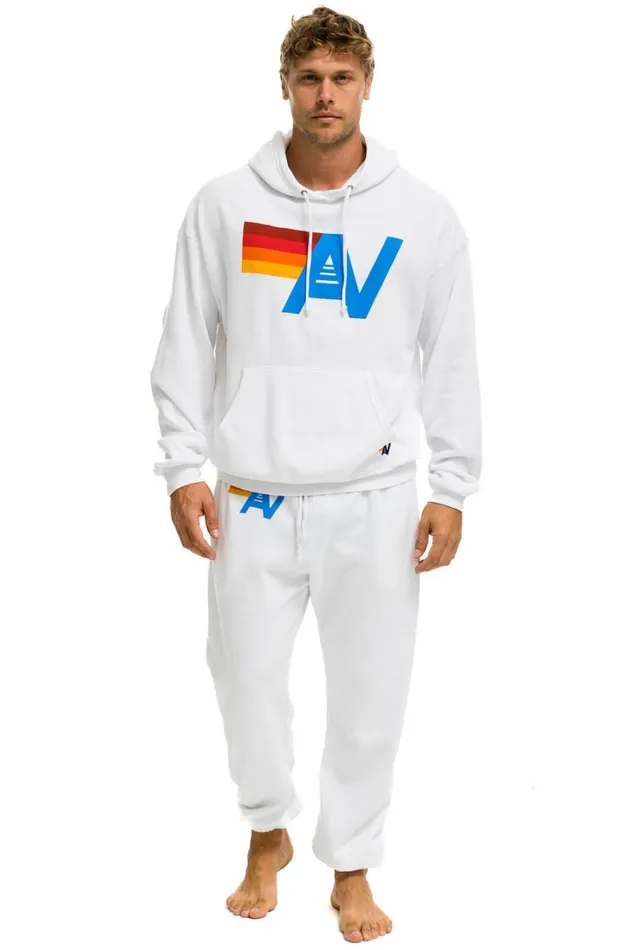 Men Bottoms Aviator Nation LOGO SWEATPANTS 8211 WHITE Men Bottoms Aviator Nation LOGO SWEATPANTS 8211 WHITE