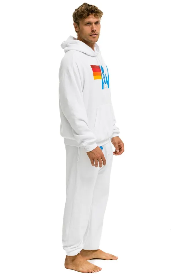 Men Bottoms Aviator Nation LOGO SWEATPANTS 8211 WHITE Men Bottoms Aviator Nation LOGO SWEATPANTS 8211 WHITE
