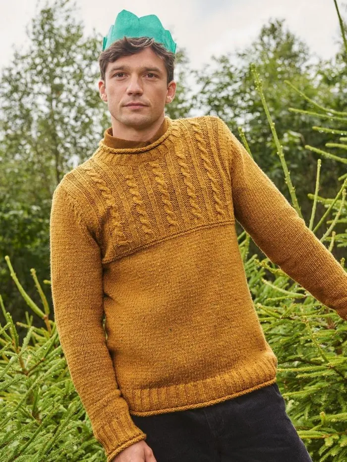 Men Cable Mix Wool Crew Neck Mid Yellow White Stuff Knitwear Men Cable Mix Wool Crew Neck Mid Yellow White Stuff Knitwear