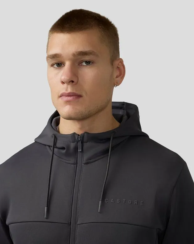 Men Castore Hoodies Scuba Long Sleeve Zip Through Hoodie 8211 Charcoal