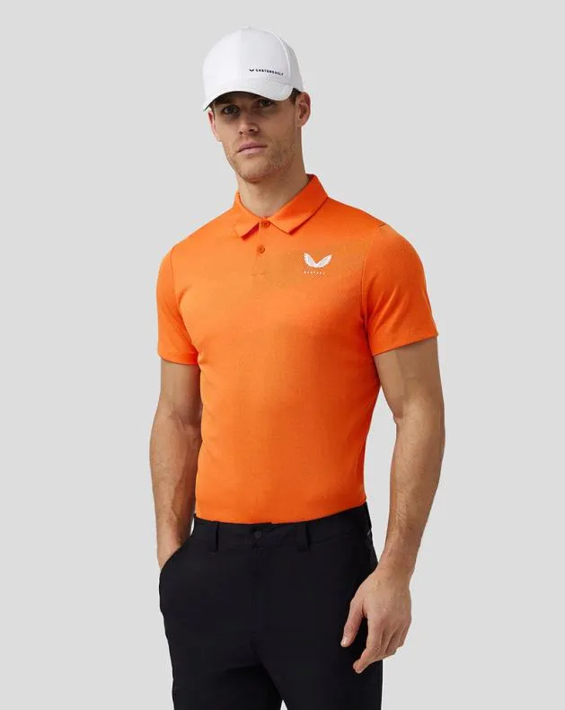 Men Castore Polos Golf Engineered Knit Polo 8211 Deep Orange