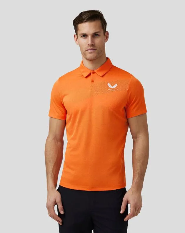 Men Castore Polos Golf Engineered Knit Polo 8211 Deep Orange