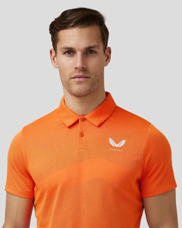 Men Castore Polos Golf Engineered Knit Polo 8211 Deep Orange