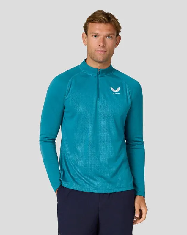 Men Castore Tops Adapt Long Sleeve Lightweight Quarter Zip Top 8211 Dark Aqua