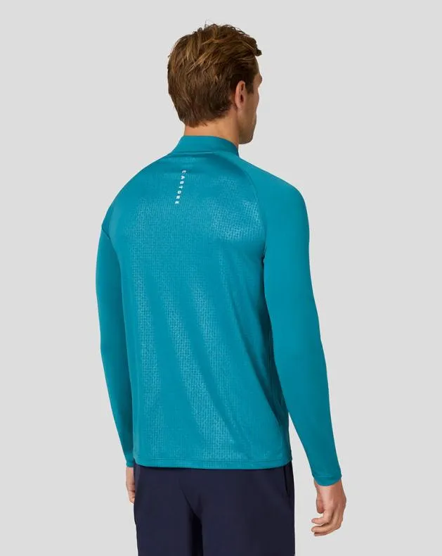 Men Castore Tops Adapt Long Sleeve Lightweight Quarter Zip Top 8211 Dark Aqua