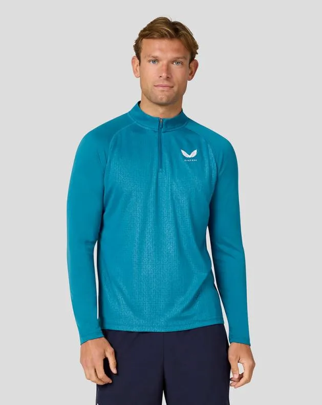 Men Castore Tops Adapt Long Sleeve Lightweight Quarter Zip Top 8211 Dark Aqua