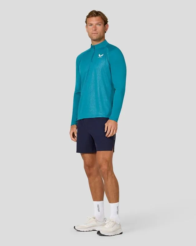 Men Castore Tops Adapt Long Sleeve Lightweight Quarter Zip Top 8211 Dark Aqua