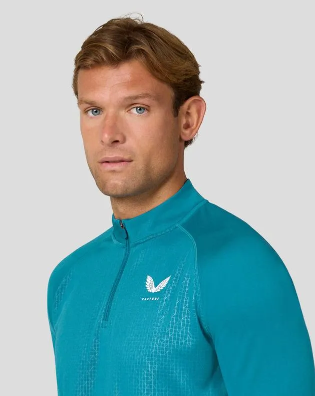 Men Castore Tops Adapt Long Sleeve Lightweight Quarter Zip Top 8211 Dark Aqua