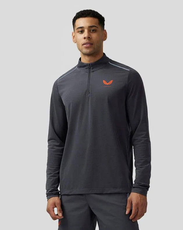 Men Castore Tops Apex Aeromesh Quarter Zip 8211 Pewter Blue