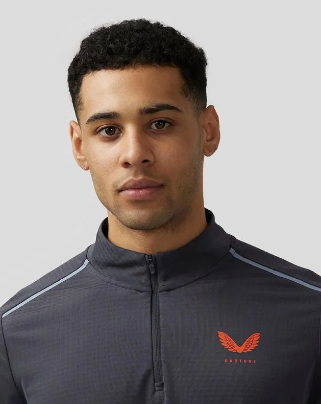 Men Castore Tops Apex Aeromesh Quarter Zip 8211 Pewter Blue