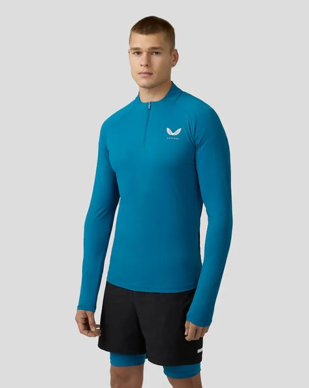 Men Castore Tops Flow Long Sleeve Breathable Quarter Zip Top 8211 Dark Aqua