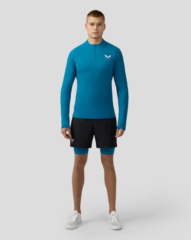 Men Castore Tops Flow Long Sleeve Breathable Quarter Zip Top 8211 Dark Aqua