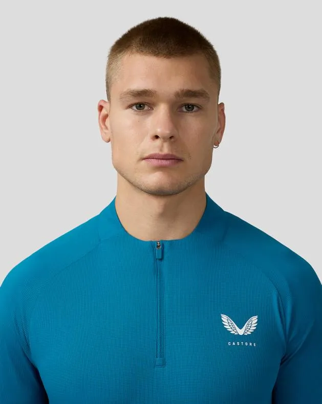 Men Castore Tops Flow Long Sleeve Breathable Quarter Zip Top 8211 Dark Aqua
