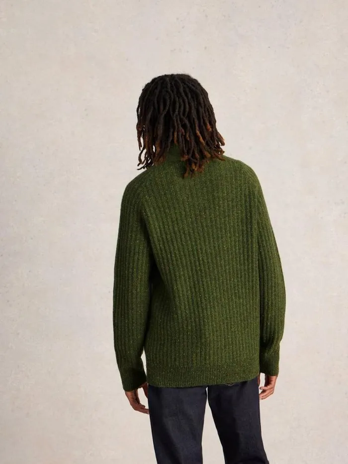 Men Chunky Funnel Neck Wool Jumper Green Multi White Stuff Knitwear Men Chunky Funnel Neck Wool Jumper Green Multi White Stuff Knitwear