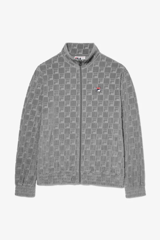 Men Coats and Jackets Fila Jacquard Velour Track Jacket 050 Monument