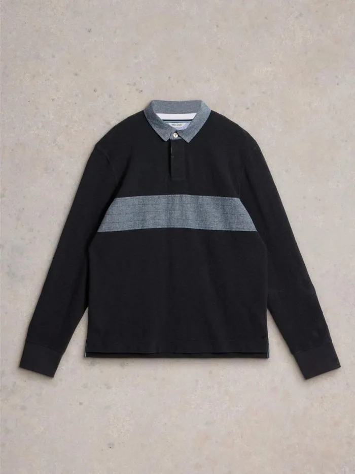 Men Cut Sew Rugby Shirt Mid Blue White Stuff Loungewear Men Cut Sew Rugby Shirt Mid Blue White Stuff Loungewear