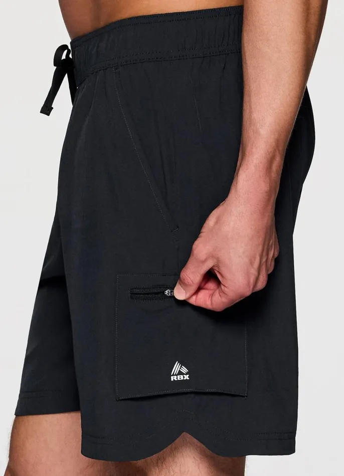 Men Enhanced Cargo Workout Short Black RBX Active Shorts