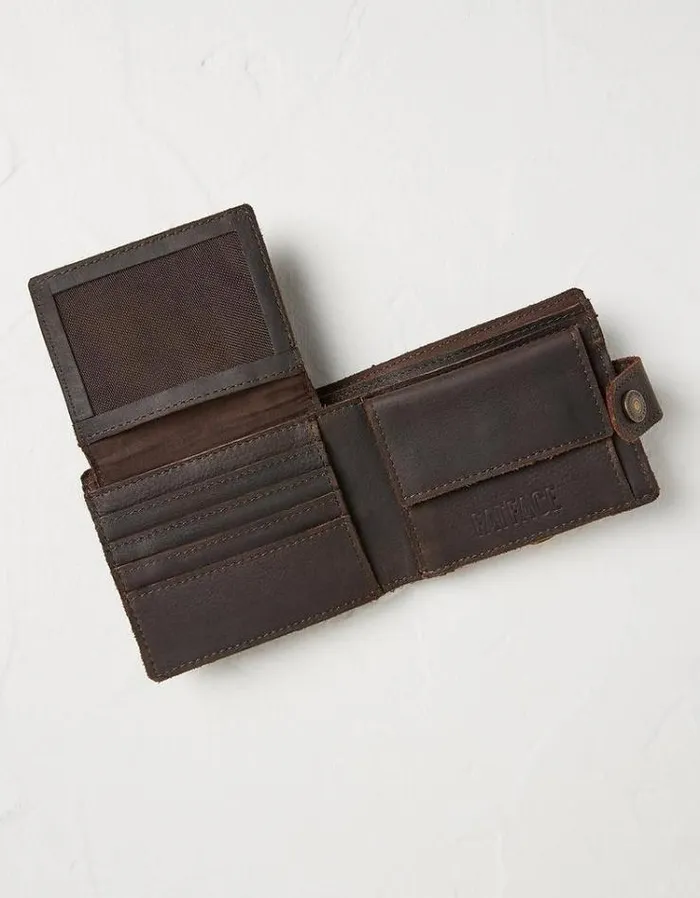 Men FatFace Bags and Wallets Multi Compartment Leather Wallet Chocolate Brown