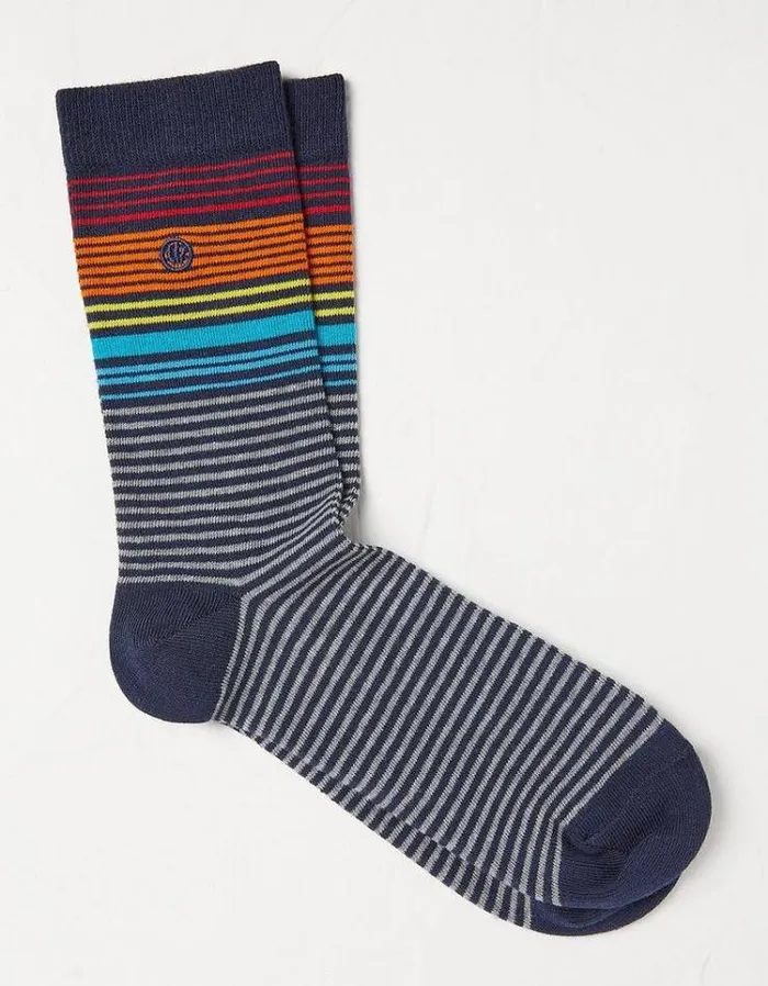 Men FatFace Buy 2 Get 1 Free Socks 1 Pack Pop Stripe Socks Navy