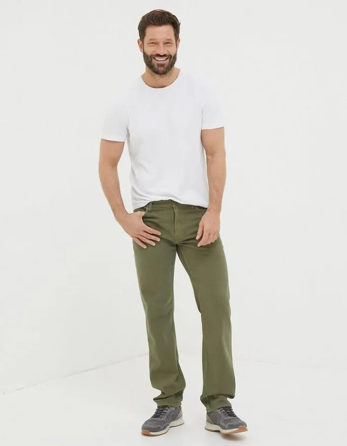 Men FatFace Jeans Straight Fit Barton Jeans Khaki Green