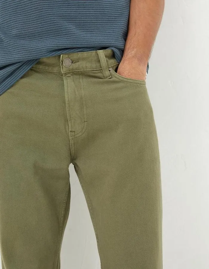 Men FatFace Jeans Straight Fit Barton Jeans Khaki Green
