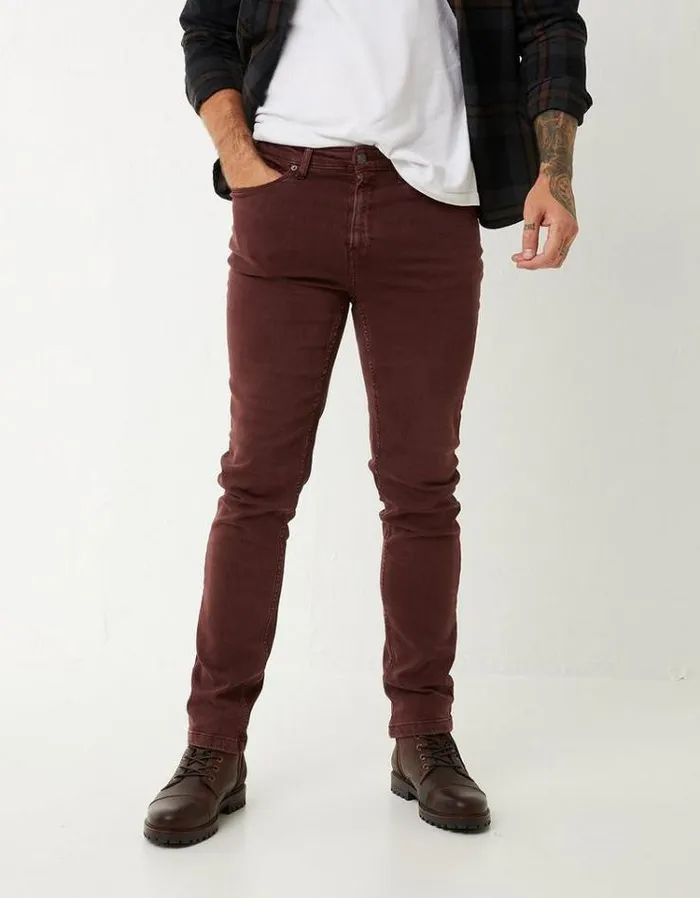 Men FatFace Men039s Sale Slim 5 Pocket Jeans Burgundy