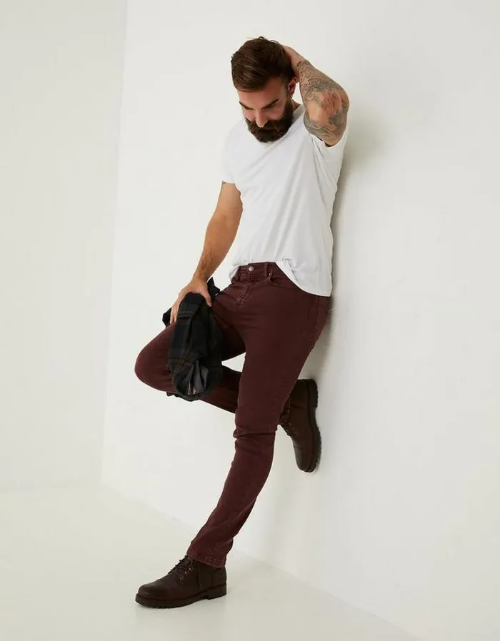 Men FatFace Men039s Sale Slim 5 Pocket Jeans Burgundy