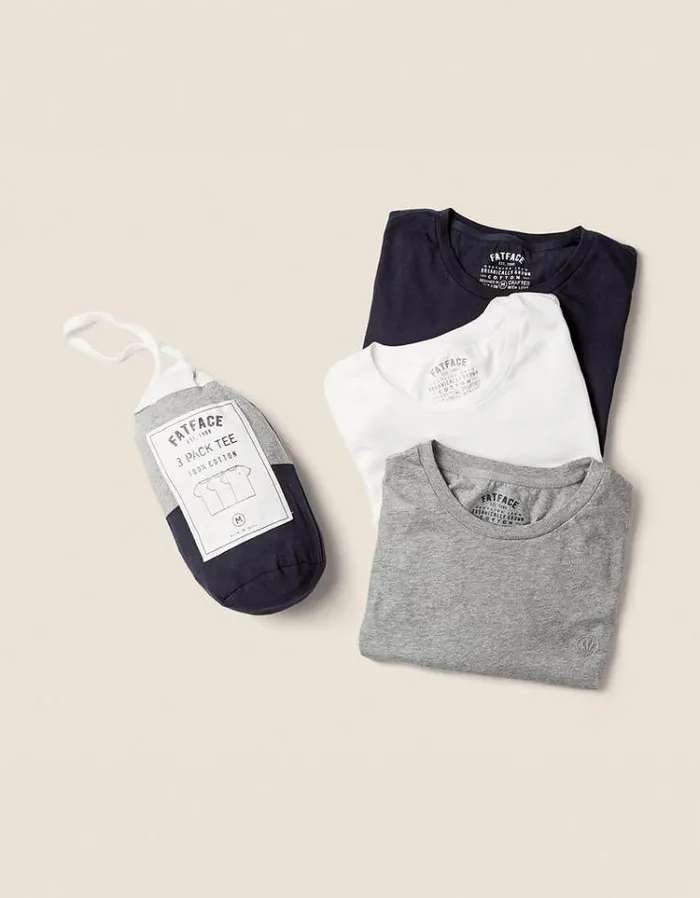 Men FatFace Nightwear and Loungewear 3 Pack Cotton TShirts Navy
