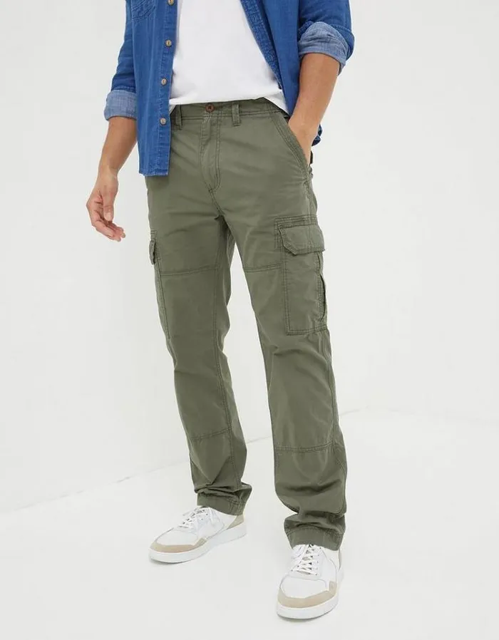 Men FatFace Pants and Chinos Corby Straight Cargo Pants Khaki Green