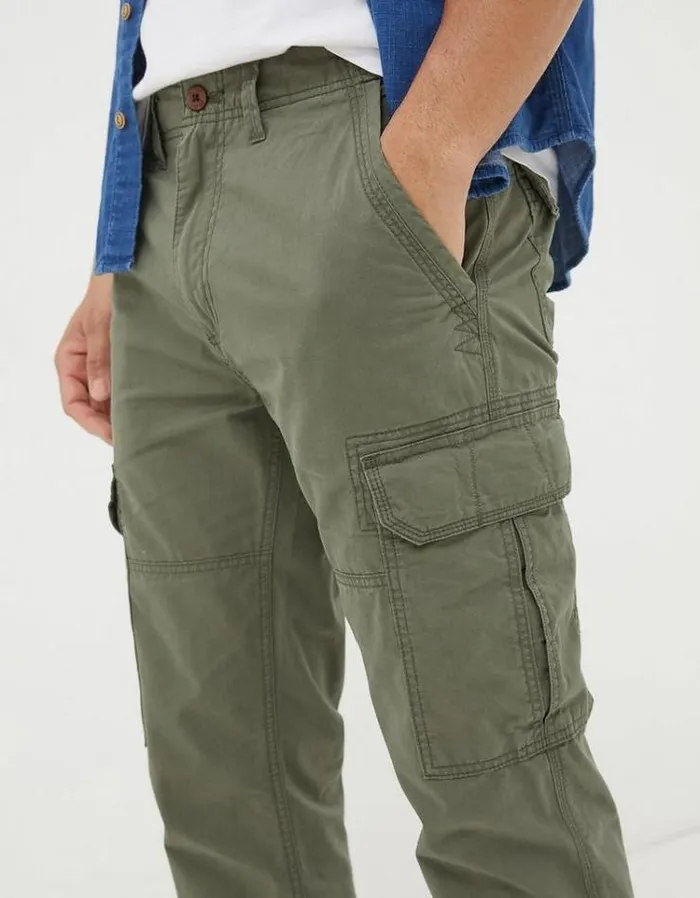 Men FatFace Pants and Chinos Corby Straight Cargo Pants Khaki Green