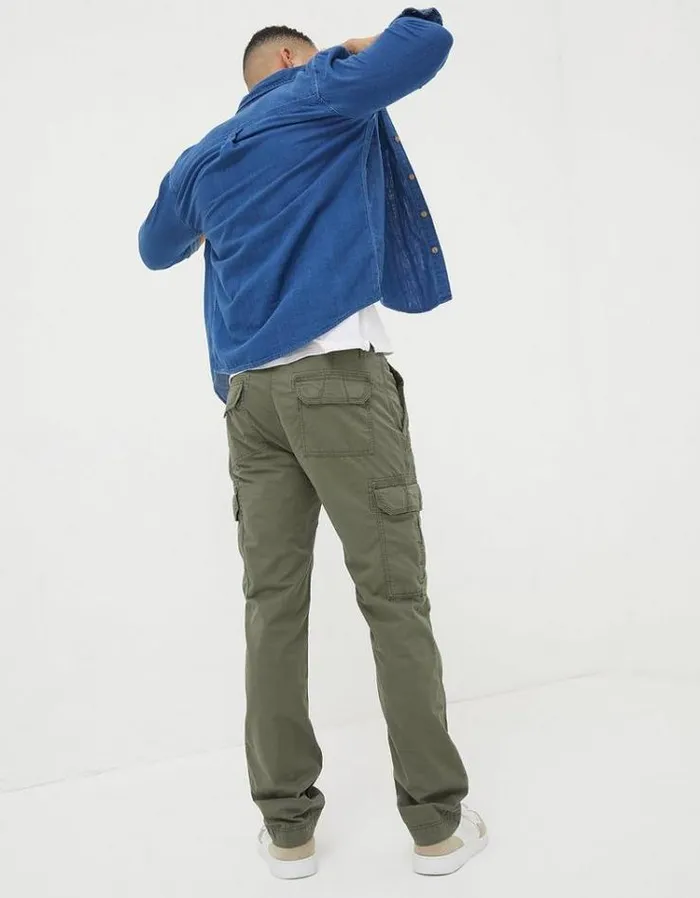 Men FatFace Pants and Chinos Corby Straight Cargo Pants Khaki Green