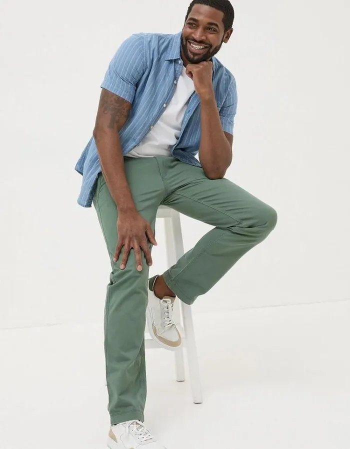Men FatFace Pants and Chinos Modern Coastal Chinos Green Haze